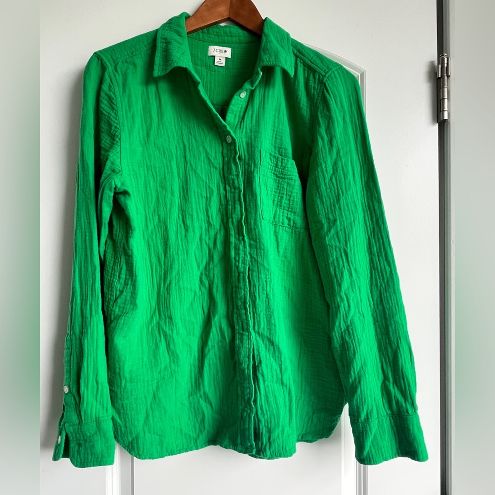J.Crew Bright Green gauze Shirt